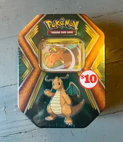 NEW SEALED POKEMON TCG DRAGONITE DRAGONS TIN W/ 3 BOOSTER PACKS AND PROMO 2019 - Image 1