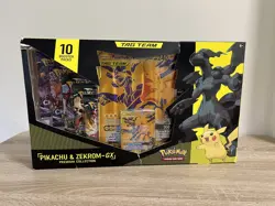 POKEMON TCG | PIKACHU & ZEKROM GX TAG TEAM GOLD PREMIUM COLLECTION BOX NEW - Image 1