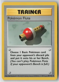 Pokemon Flute 86/102 Uncommon Base Set Shadowless Pokemon Unlimited MP - Image 1