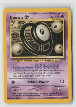 Unown [o] #69/75 Neo Discovery Common Pokemon TCG MP - Image 1