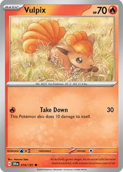 Vulpix #016/191 Sv08 Surging Sparks Common Reverse Holo Pokemon TCG NM - Image 1