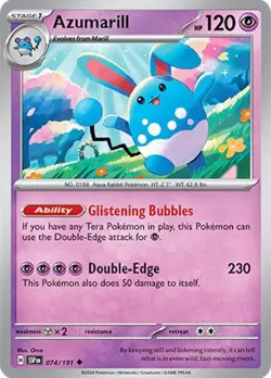 Azumarill #074/191 Sv08 Surging Sparks Uncommon Reverse Holo Pokemon TCG NM - Image 1