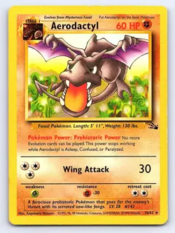 Aerodactyl 16/62 Rare Fossil Pokemon Unlimited Heavily Played - Image 1