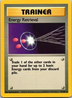 Energy Retrieval 81/102 Uncommon Base Set Unlimited Pokemon Moderately Played - Image 1