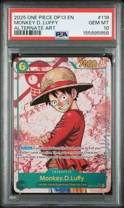 PSA 10 2025 ONE PIECE OP13 CARRYING ON HIS WILL #118 MONKEY D. LUFFY ALT ART - Image 1