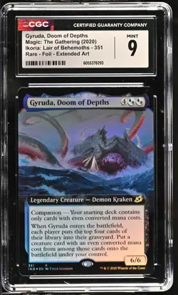 GYRUDA, DOOM OF DEPTHS Ikoria: Lair of Behemoths Extended Art Foil CGC 9 MTG - Image 1