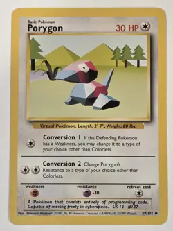 Porygon 39/102 Base Set LP Pokemon Card TCG Vintage WOTC NM - Image 1