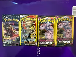 Pokemon TCG Sun & Moon Unified Minds 3-Card Booster Pack Lot 4 English - Image 1