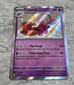 Tinkatuff 166/091 Shiny Rare Paldean Fates Pokemon Near Mint - Image 1