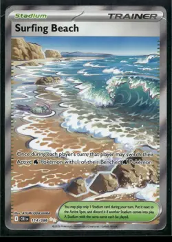 Surfing Beach 114/086 Ultra Rare Pokemon Holo Moderately Played (Top left Dent) - Image 1