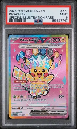 Pikachu EX 277 Special Illustration Rare Ascended Heroes Pokemon PSA 9 - Image 1