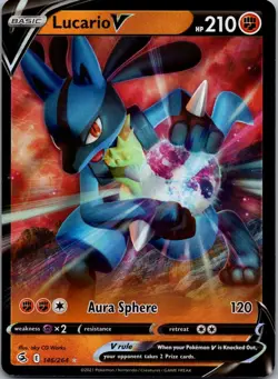 Lucario V 146/264 Holo V Rare Fusion Strike Pokemon Near Mint - Image 1