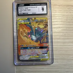 CGC 9 Pokemon Moltres & Zapdos & Articuno Tag Team GX Hidden Fates 44/68 #44 - Image 1