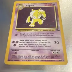 WoTC Pokemon TCG Fossil Hypno 8/62 Holo Rare Unlimited 90HP Eng 1999 - Image 2