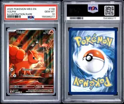 2025 Pokemon Mega Evolution 138/132 Vulpix Illustration Rare PSA 10 - Image 3