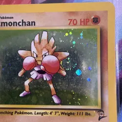Pokemon TCG Hitmonchan Base Set 2 8/130 Unlimited Holo Rare WOTC W/ Swirl LP - Image 2