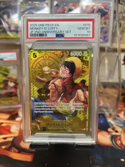 2025 ONE PIECE JAPANESE 2ND ANNIVERSARY SET #015 MONKEY D. LUFFY PSA 10 - Image 1