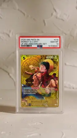 2025 ONE PIECE JAPANESE 2ND ANNIVERSARY SET #015 MONKEY D. LUFFY PSA 10 - Image 2