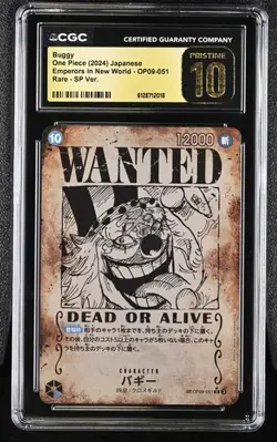 CGC 10 Pristine Buggy OP09-051 SP Alt Art SEC Wanted Emperors One Piece - Image 1