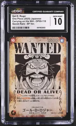 CGC 10 Gol D. Roger WANTED SP OP09-118 Carrying on His Will Japanese ONE PIECE - Image 1