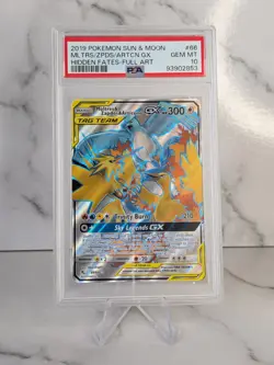 Pokemon TCG Hidden Fates Full Art Moltres & Zapdos & Articuno GX 66/68 PSA 10 - Image 1
