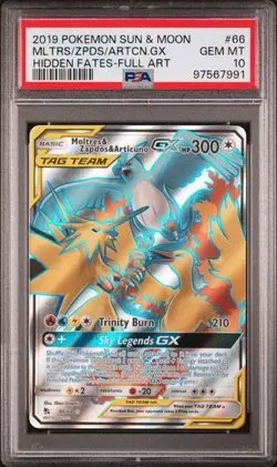 POKEMON MOLTRES ZAPDOS ARTICUNO GX 66/68 PSA 10 FULL ART HIDDEN FATES 2019 - Image 1