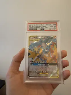 Pokemon TCG Moltres & Zapdos & Articuno Card GX 66/68, Hidden Fates, PSA 10 - Image 1