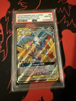 Pokemon TCG Moltres & Zapdos & Articuno Card GX 66/68, Hidden Fates, PSA 10 - Image 1