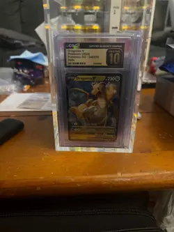 English CGC 10 Pristine Dragonite V Holo 049/071 Pokemon GO Pokemon Card - Image 1