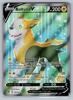 Boltund V (Full Art) SWSH02: Rebel Clash #181/192 Ultra Rare,Holo Pokemon Card - Image 1