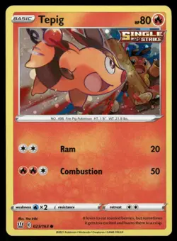 SWIRL 🌀 Tepig 023/163 Cosmos Holo Pokemon TCG Card- Battle Styles NM - Image 1