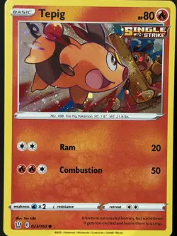 SWIRL 🌀 Tepig 023/163 Cosmos Holo Pokemon TCG Card- Battle Styles NM - Image 3