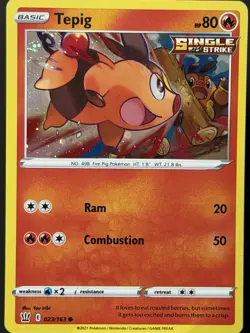 SWIRL 🌀 Tepig 023/163 Cosmos Holo Pokemon TCG Card- Battle Styles NM - Image 4