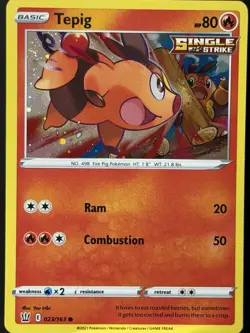 SWIRL 🌀 Tepig 023/163 Cosmos Holo Pokemon TCG Card- Battle Styles NM - Image 5