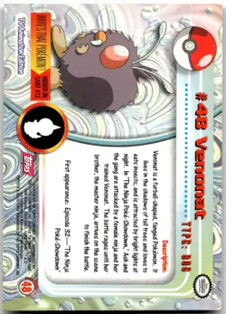 Venonat #48 Topps Trading Cards Series 1 Pokemon Near Mint - Image 2