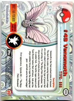 Venomoth #49 Topps Trading Cards Series 1 Pokemon Near Mint - Image 2