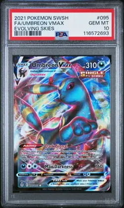 2021 POKEMON SWORD & SHIELD EVOLVING SKIES #095 FULL ART/UMBREON VMAX PSA 10 - Image 2