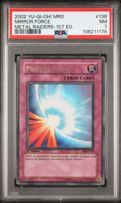 2002 YU-GI-OH! MRD-METAL RAIDERS 1ST EDITION #138 MIRROR FORCE PSA 7 - Image 1
