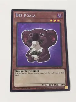 Yugioh Des Koala - 1st Edition Secret Rare Chibi Art NM - Free Holo - C - Image 1