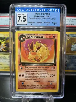 2000 Pokemon Team Rocket 1st Edition 35/82 Dark Flareon PSA BGS CGC 7.5 NM - Image 1