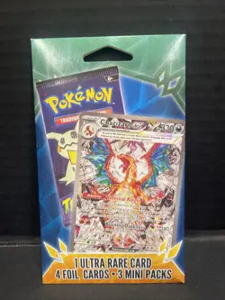 Pokemon TCG 3 Mini Packs 1 Ultra Rare Card 4 Foil Cards Factory Sealed - Image 1