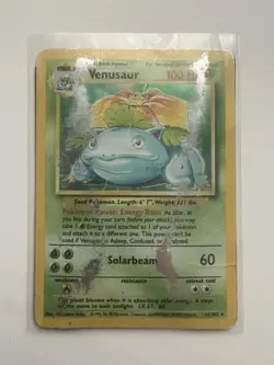Pokemon TCG Base Set Venusaur Holo Rare Card 15/102 HP/damaged - Image 1