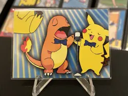Pokemon Topps Series 3 Puzzle Card P06 of 6 (Charmander & Pikachu Singing) LP - Image 1