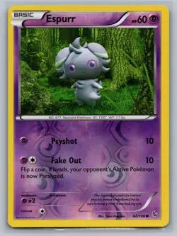 Espurr XY - Flashfire #42/106 Common,Reverse Holo Pokemon Card - Image 1