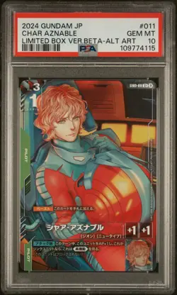 Bandai Gundam Card Game Char Aznable #011 Beta Limited Box Alt Art Holo PSA 10 - Image 2