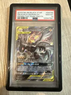 2019 Pokemon Pikachu & Zekrom GX Tag Team SM168 Black Star Promo PSA 10 - Image 3