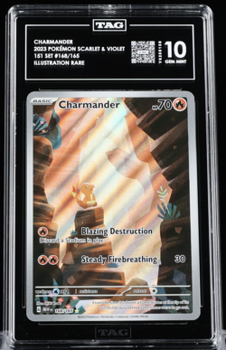 CHARMANDER 2023 Pokemon Mew 151 Illustration Rare #168/165 TAG 10 GEM MINT - Image 1