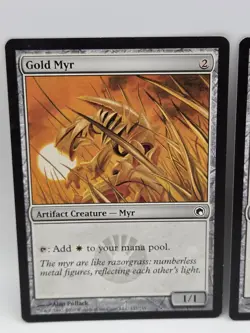 Gold Myr x2 LP MTG Scars of Mirrodin Mana Ramp Artifact Creature - Image 2