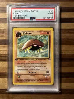 Pokemon 1999 Kabuto 1st Edition Fossil 50/62 Common PSA 9 Mint - Image 1