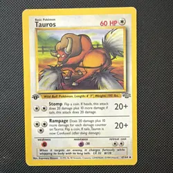 Tauros 47/64 Uncommon 1st Edition Jungle Pokemon HP - Image 1